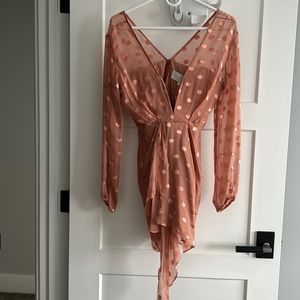 Michelle Mason blush polka dot dress